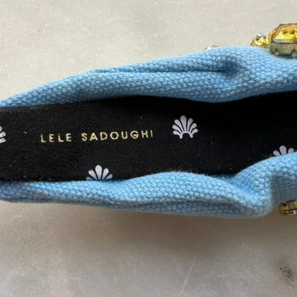 Lele Sadoughi Classic Knotted Blue Headband Amber & Gold Gems display picture 3